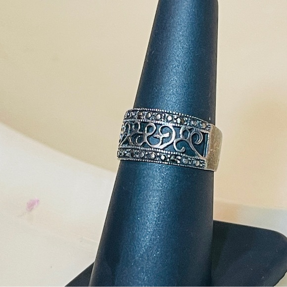 💕Hand Crafted 925 Silver Filigree Cigar Band Pinkie Ring! - Picture 4 of 10
